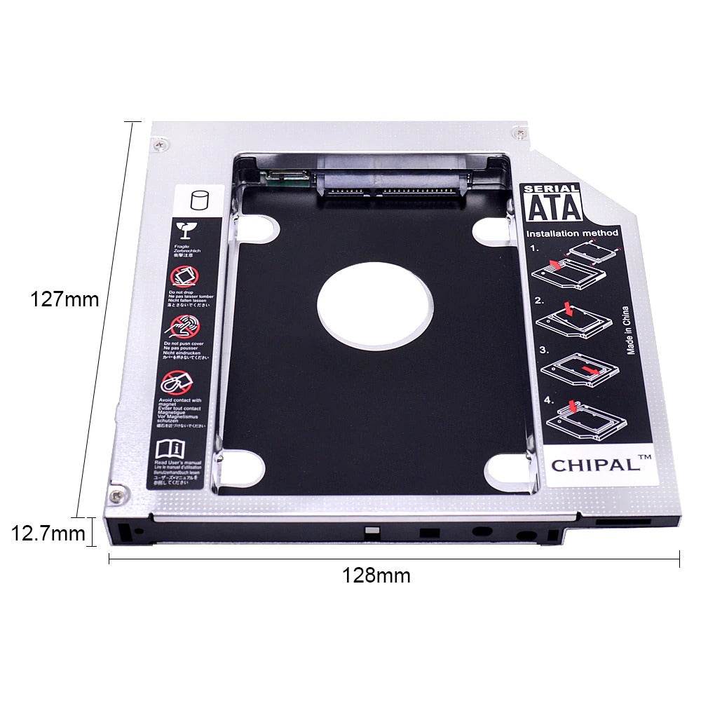 Universal 2nd HDD Caddy 12.7MM SSD HDD Case Enclosure For Laptop DVD-ROM CD-ROM - Al-Raheem Imports