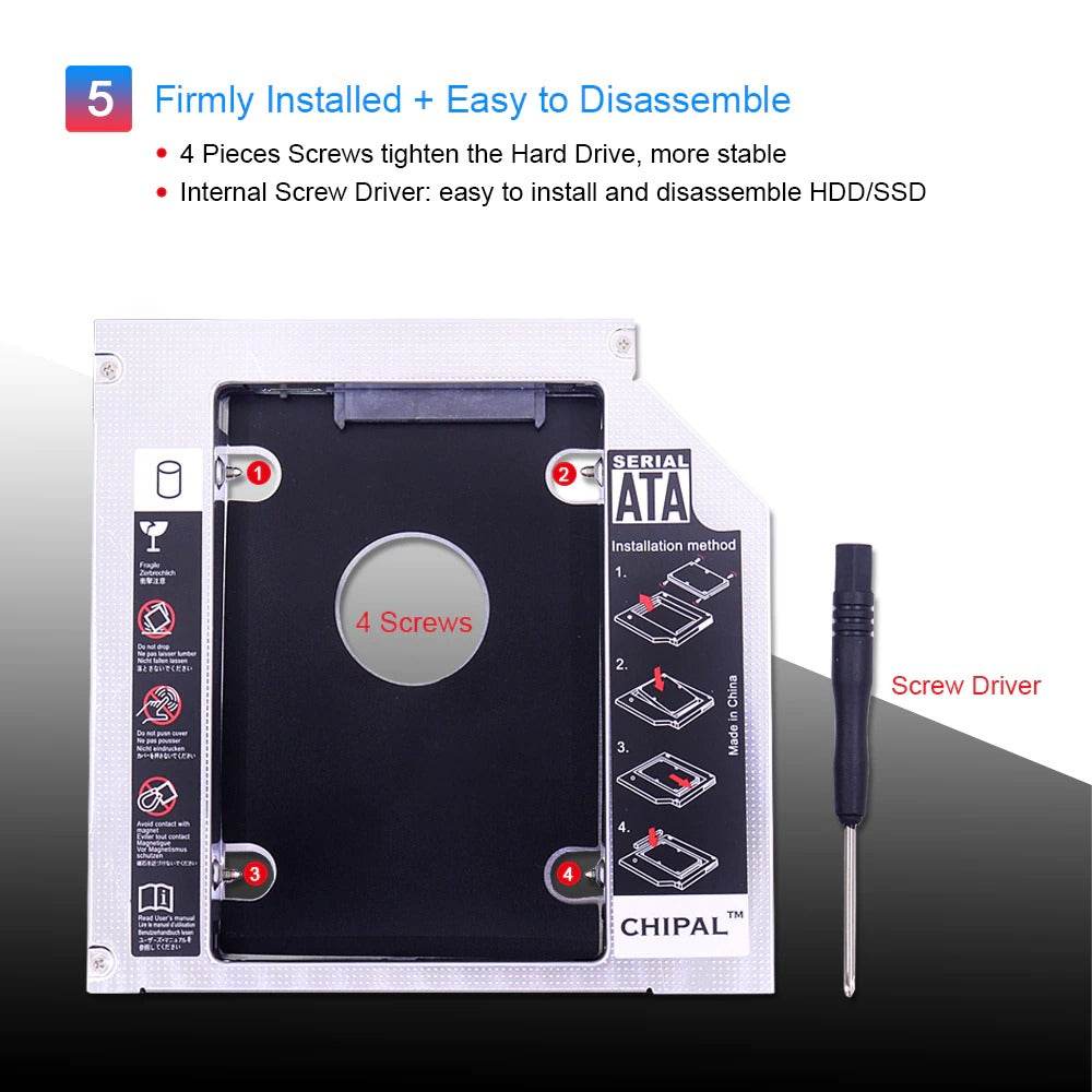 Universal 2nd HDD Caddy 12.7MM SSD HDD Case Enclosure For Laptop DVD-ROM CD-ROM - Al-Raheem Imports