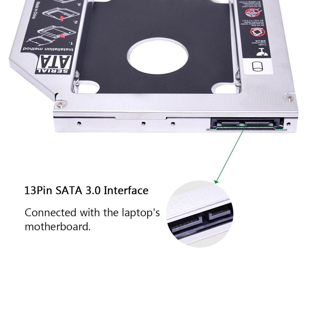 Universal 2nd HDD Caddy 12.7MM SSD HDD Case Enclosure For Laptop DVD-ROM CD-ROM - Al-Raheem Imports