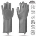 Silicone Dishwashing Gloves with Scrubber Sponge Reusable Kitchen Cleaning Pair - Al-Raheem Imports
