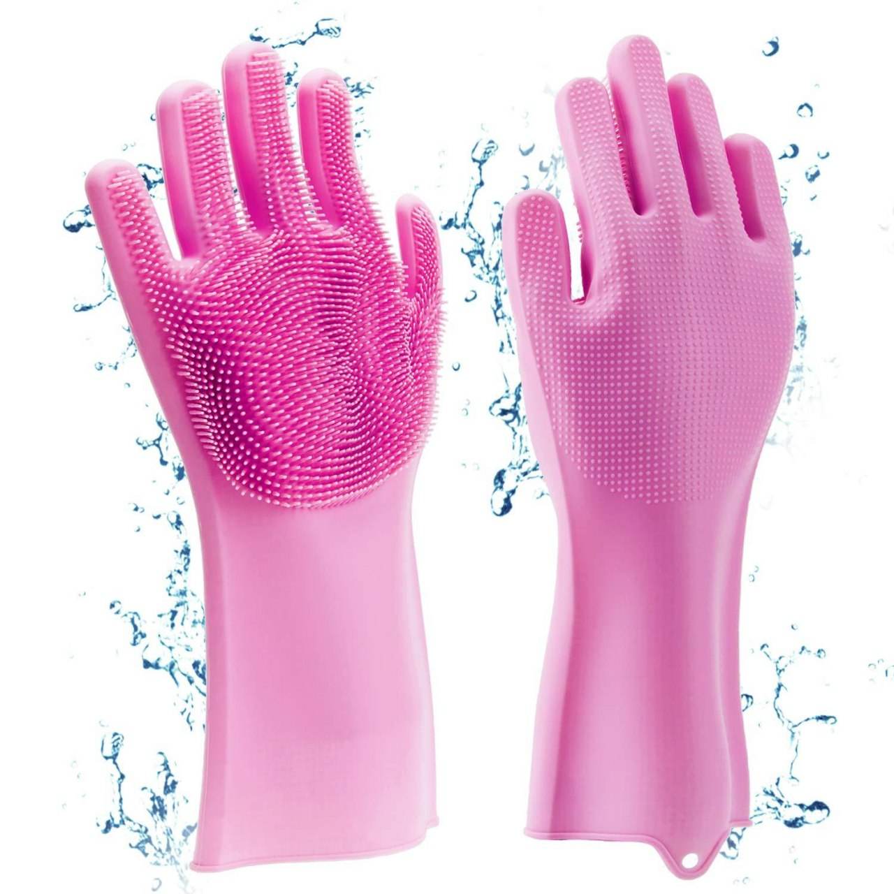 Silicone Dishwashing Gloves with Scrubber Sponge Reusable Kitchen Cleaning Pair - Al-Raheem Imports