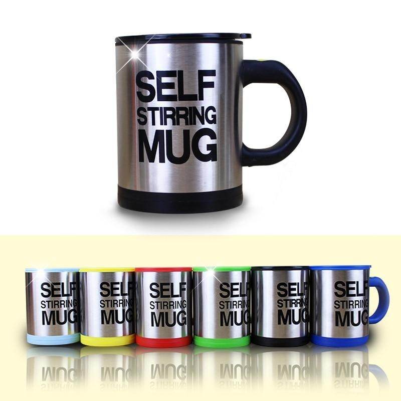 Creative Stainless Steel Self Stirring Coffee Mug with Lid Automatic Mixing Lazy Insulated Cup 400ml - Al-Raheem Imports