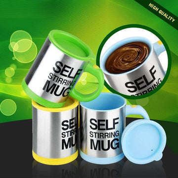 Creative Stainless Steel Self Stirring Coffee Mug with Lid Automatic Mixing Lazy Insulated Cup 400ml - Al-Raheem Imports