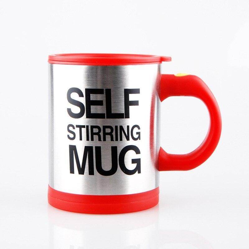 Creative Stainless Steel Self Stirring Coffee Mug with Lid Automatic Mixing Lazy Insulated Cup 400ml - Al-Raheem Imports