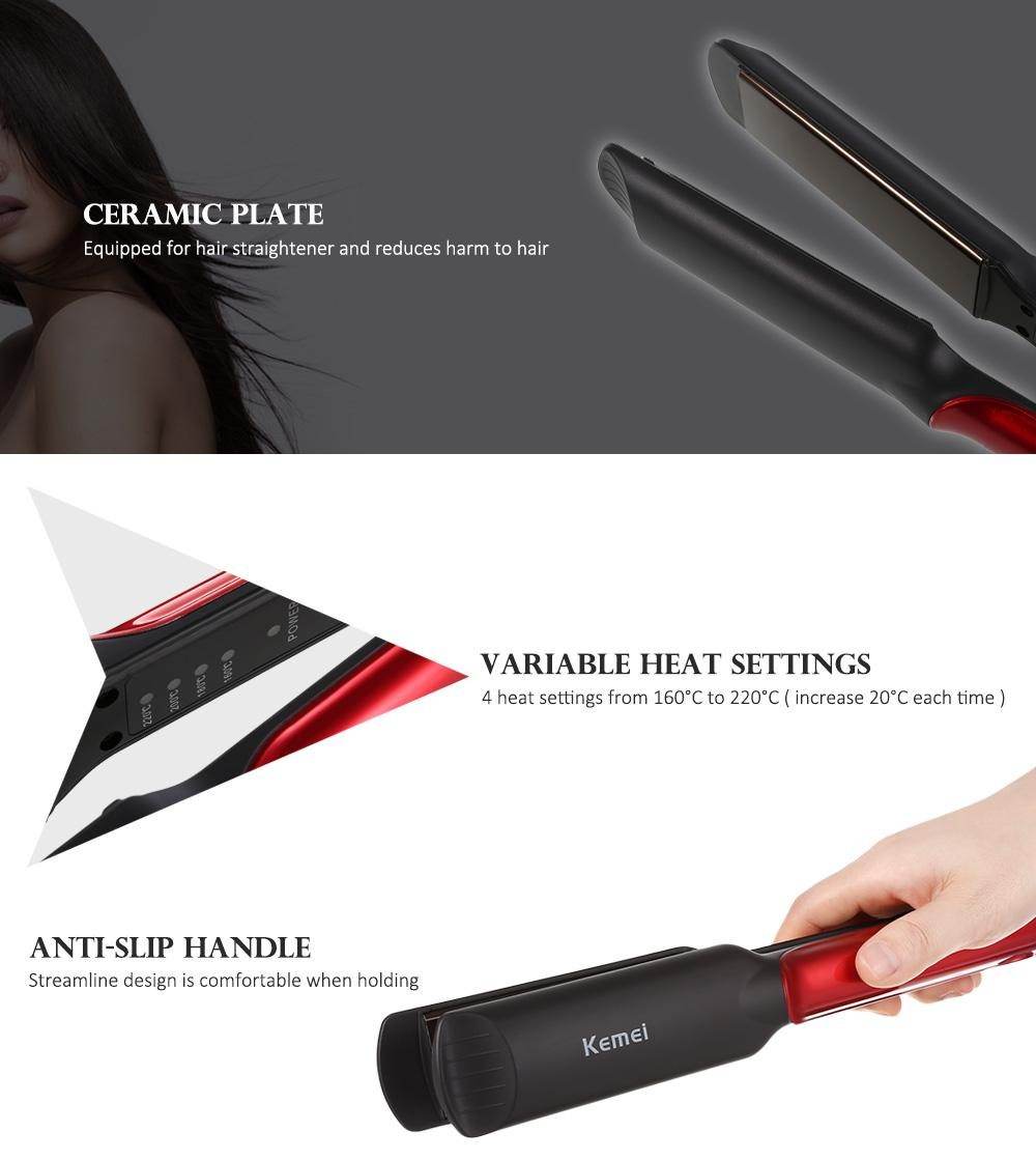 Kemei Wet Dry Ceramic Professional Hair Straightener Electric Flat Iron Styling Tool Fast Heating KM-531 - Al-Raheem Imports