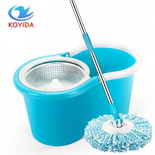 360 Spin Mop Bucket Set Double Drive Stainless Steel Hand Pressure Rotation with 2 Mop Heads - Al-Raheem Imports