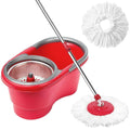 360 Spin Mop Bucket Set Double Drive Stainless Steel Hand Pressure Rotation with 2 Mop Heads - Al-Raheem Imports