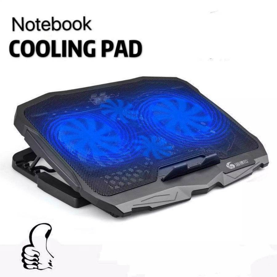S18 4 Fans Notebook Laptop Cooling Pad Stand with LED Lights USB Ports - Al-Raheem Imports