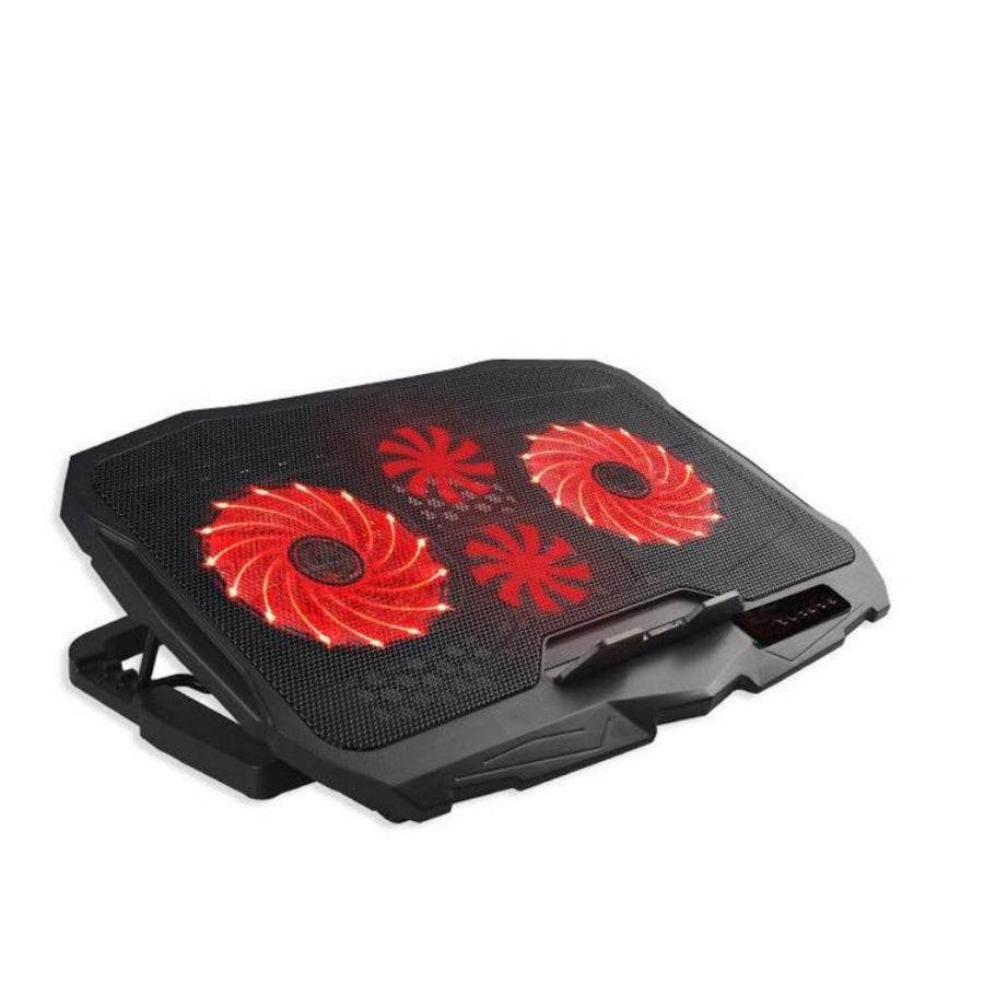 S18 4 Fans Notebook Laptop Cooling Pad Stand with LED Lights USB Ports - Al-Raheem Imports