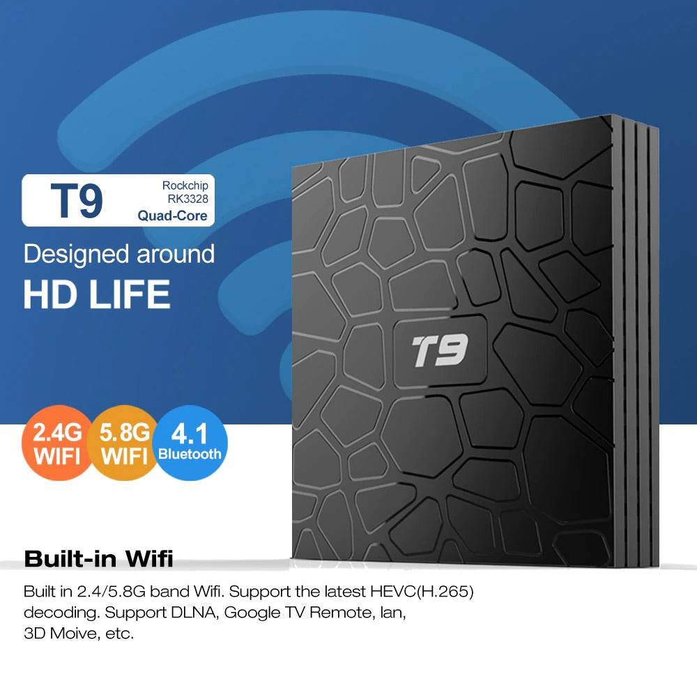 T9 Android 9 TV Box RK3328 Quad Core 4GB 32GB Smart 4K Set Top Box Bluetooth - Al-Raheem Imports