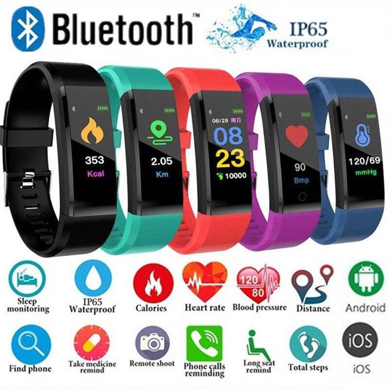 115HR PLUS Smart Bracelet Sport Heart Rate Fitness Tracker Wristband iOS Android Waterproof - Al-Raheem Imports