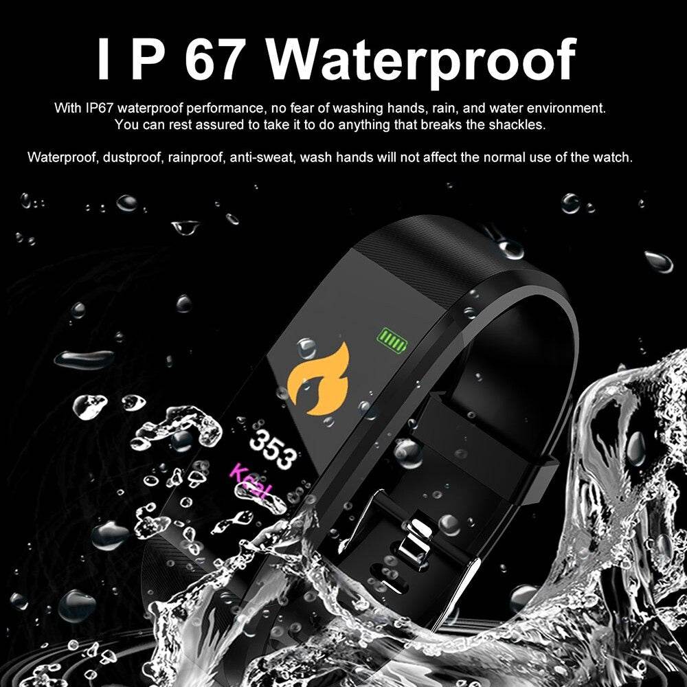 115HR PLUS Smart Bracelet Sport Heart Rate Fitness Tracker Wristband iOS Android Waterproof - Al-Raheem Imports