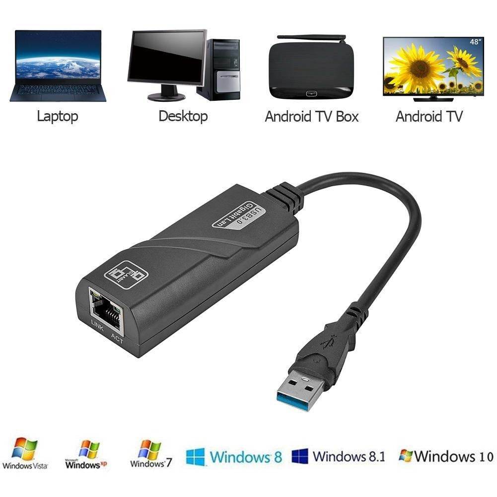 USB 3.0 Gigabit Ethernet Network Adapter RJ45 LAN Wired Card 1000Mbps - Al-Raheem Imports