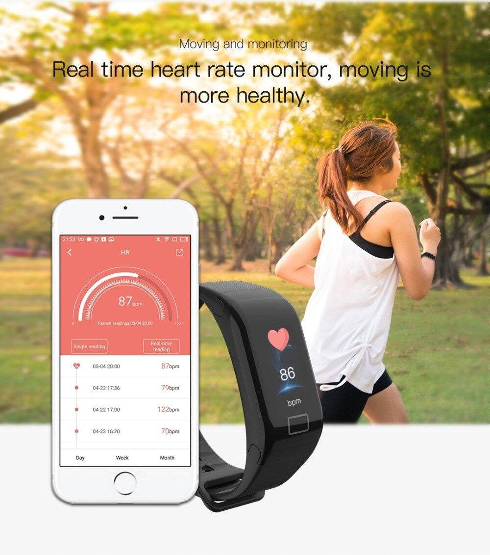 F1 Plus Smart Band Blood Pressure Monitor Waterproof Color Screen Sports Bracelet - Al-Raheem Imports