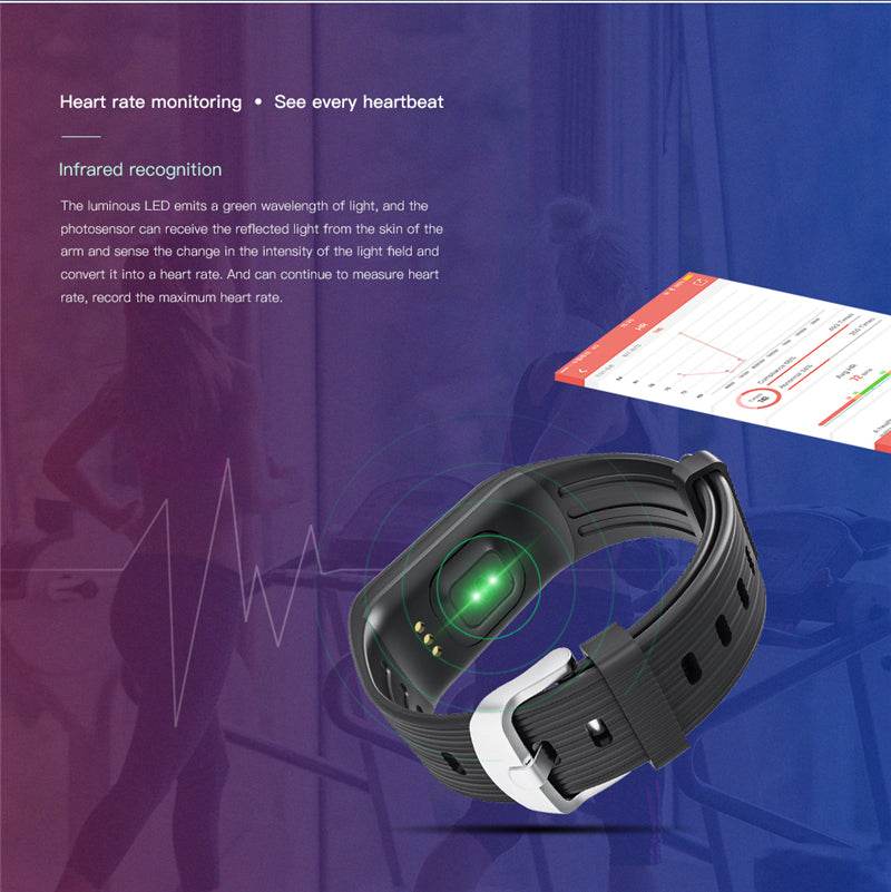 K1 Smart Bracelet Real Time Heart Rate Monitor Waterproof Watch IP67 Fitness Tracker - Al-Raheem Imports