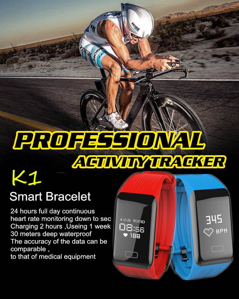 K1 Smart Bracelet Real Time Heart Rate Monitor Waterproof Watch IP67 Fitness Tracker - Al-Raheem Imports