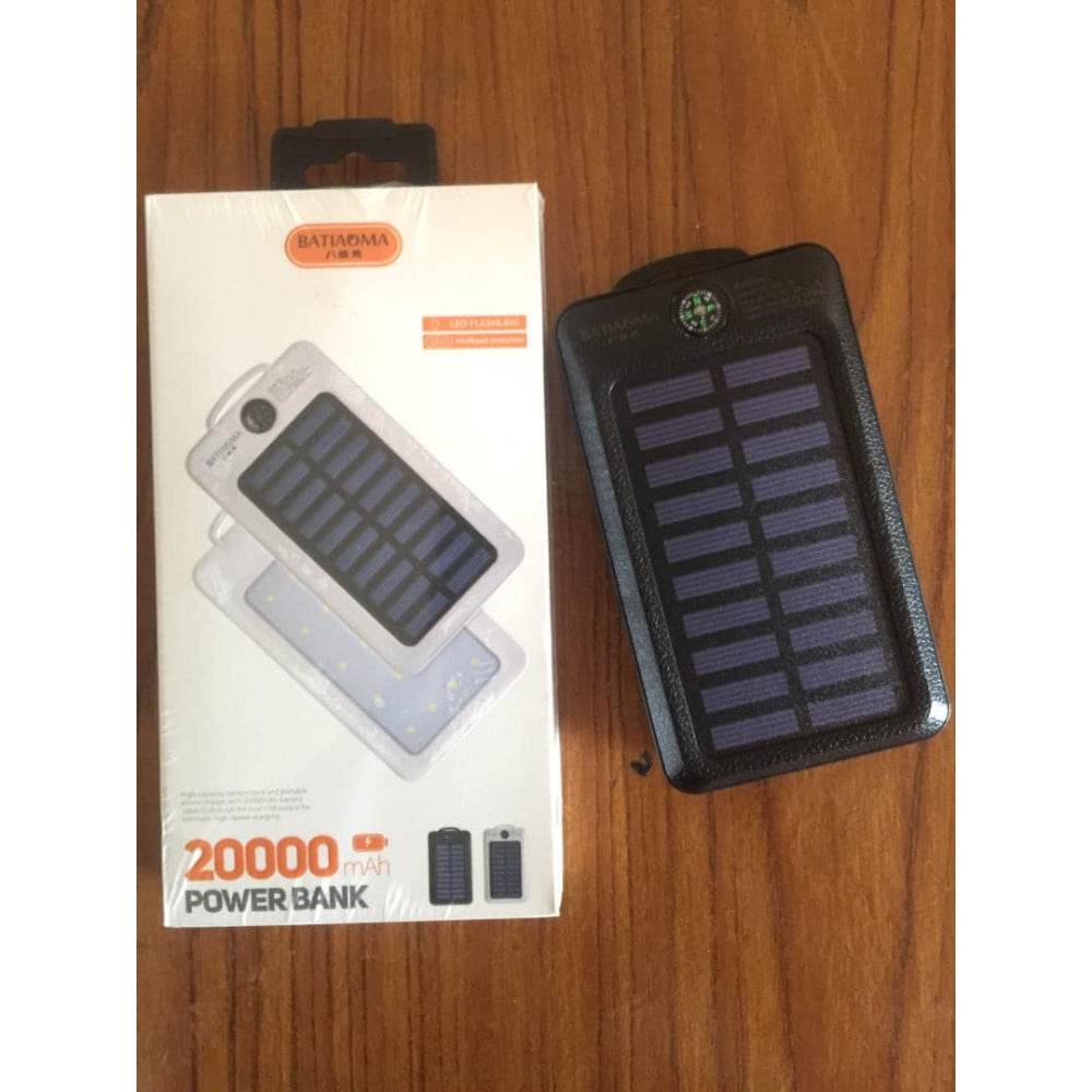 Batiaoma 20000mAh Solar Power Bank Portable Fast Charging with LED Light Flashlight - Al-Raheem Imports