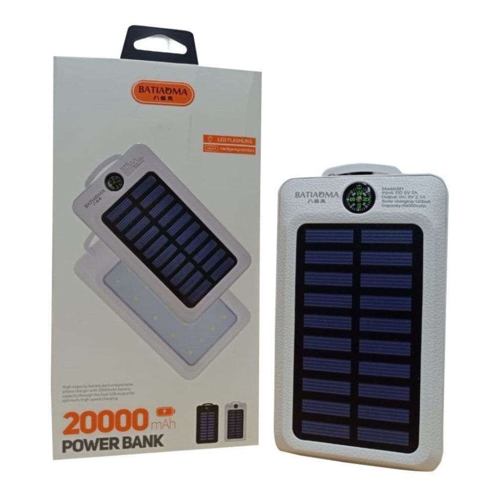 Batiaoma 20000mAh Solar Power Bank Portable Fast Charging with LED Light Flashlight - Al-Raheem Imports