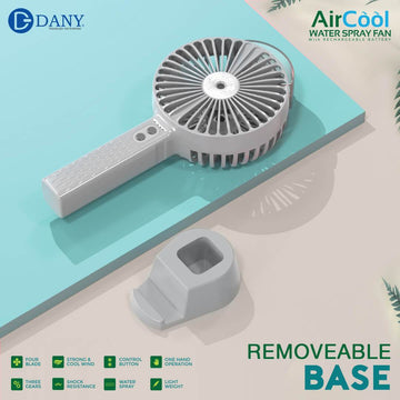 AirCool Water Spray Portable Rechargeable Fan with Removable Base 3 Speed Settings - Al-Raheem Imports