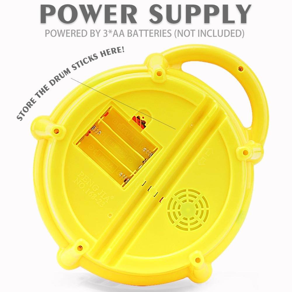 Mini Flash Drum Music Instrument Rattle Kids Education Toy with Lights Sound 3+ Years - Al-Raheem Imports