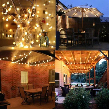 5M LED String Fairy Lights 50 Ball Shaped Bulbs Warm White 8 Modes Waterproof Battery Operated