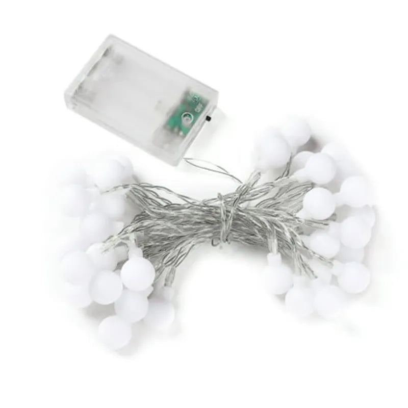 5M LED String Fairy Lights 50 Ball Shaped Bulbs Warm White 8 Modes Waterproof Battery Operated