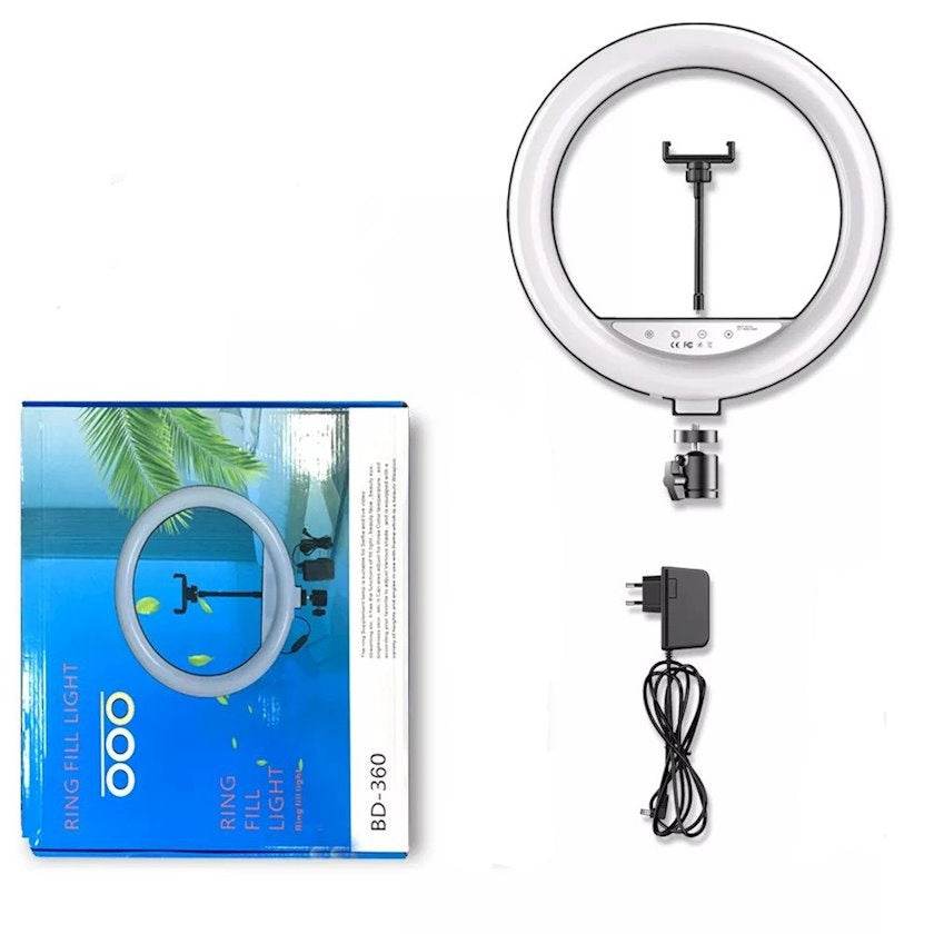 BD-360 36CM LED Ring Fill Light Three Modes with Phone Holder for Photography and Video Shooting - Al-Raheem Imports
