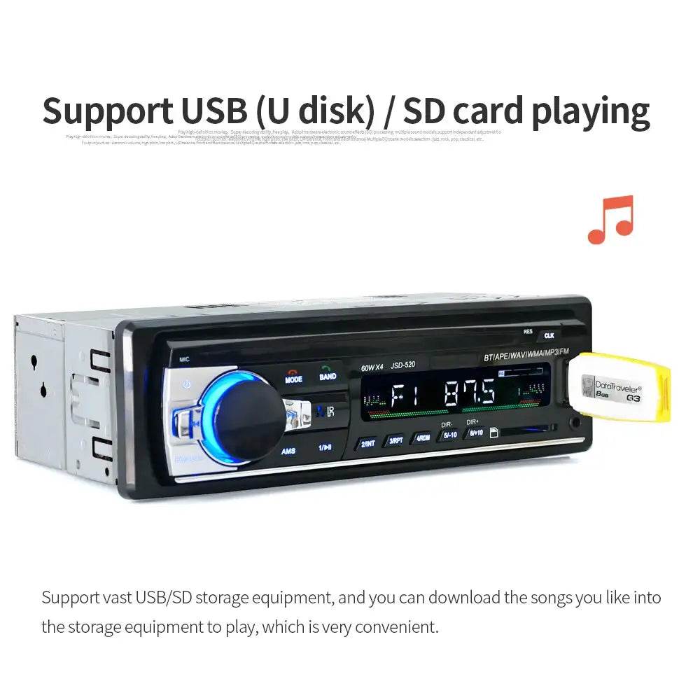 JSD520 Car Stereo Digital Bluetooth MP3 Player with 60W x 4 Power Output and FM Radio - Al-Raheem Imports