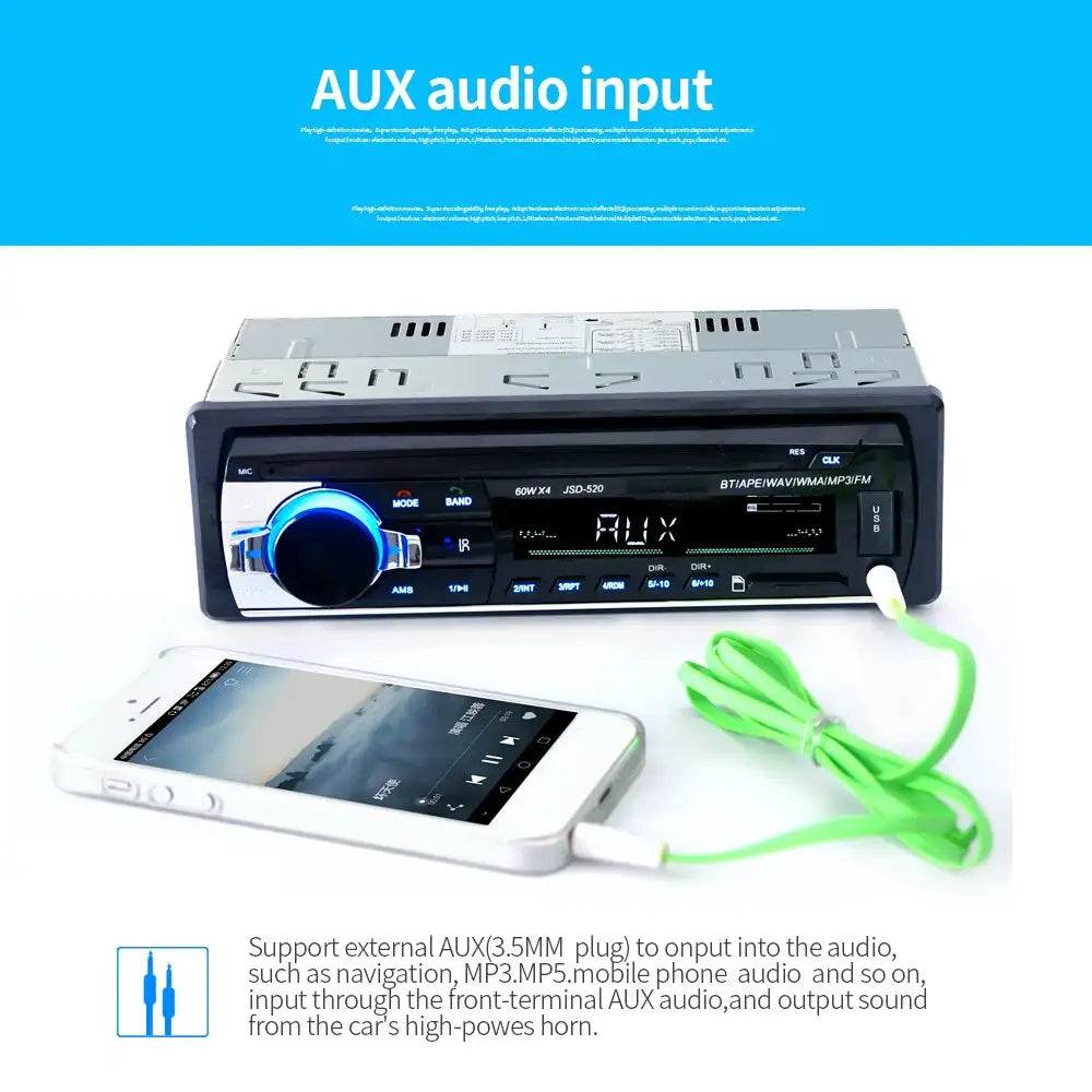 JSD520 Car Stereo Digital Bluetooth MP3 Player with 60W x 4 Power Output and FM Radio - Al-Raheem Imports