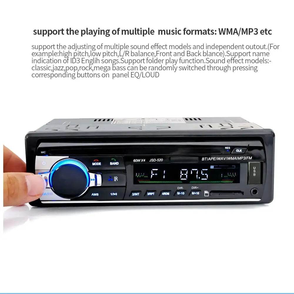 JSD520 Car Stereo Digital Bluetooth MP3 Player with 60W x 4 Power Output and FM Radio - Al-Raheem Imports