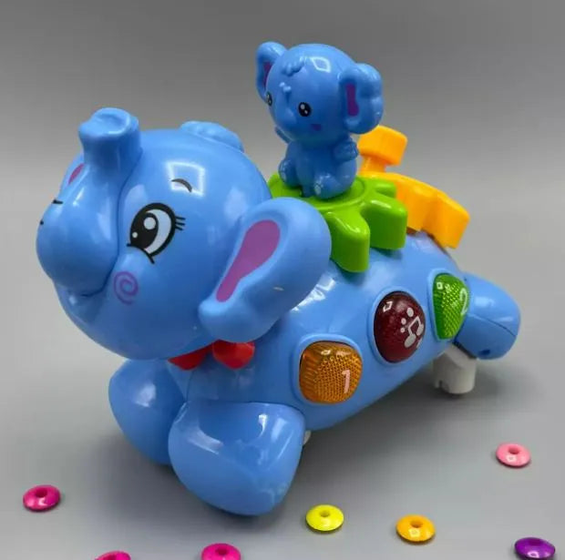 Spinning Elephant with Baby on Back Light & Music Toy for Toddlers