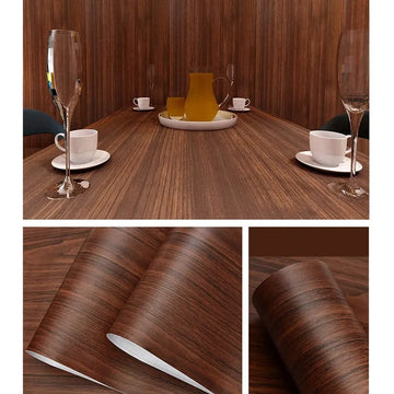 60cm x 200cm Waterproof Wood Vinyl Self Adhesive Wallpaper Roll for Furniture and Doors
