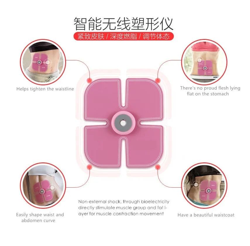 Wireless Vibration Body Fat Burning Fitness Workout Machine EMS Abdominal Muscle Stimulator with 9 Modes 25 Intensity Levels