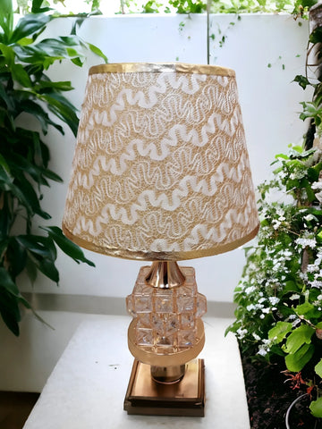 Nordic Crystal Table Lamp Modern Bedroom Bedside Light with Fabric Shade