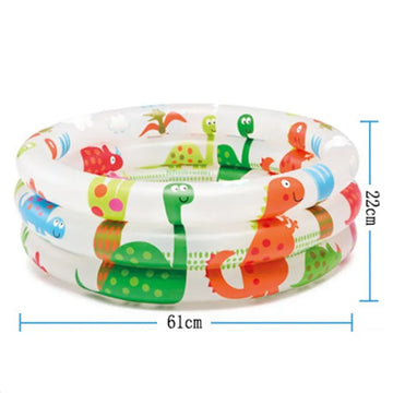Portable 3 Rings Baby Swimming Pool Inflatable Bathtub Cartoon Dinosaur Pattern for 0-3 Years