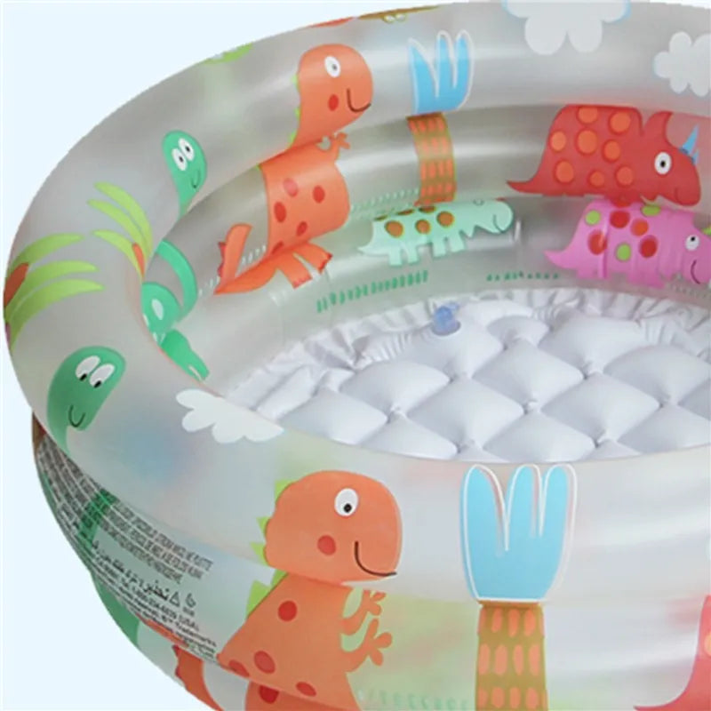 Portable 3 Rings Baby Swimming Pool Inflatable Bathtub Cartoon Dinosaur Pattern for 0-3 Years