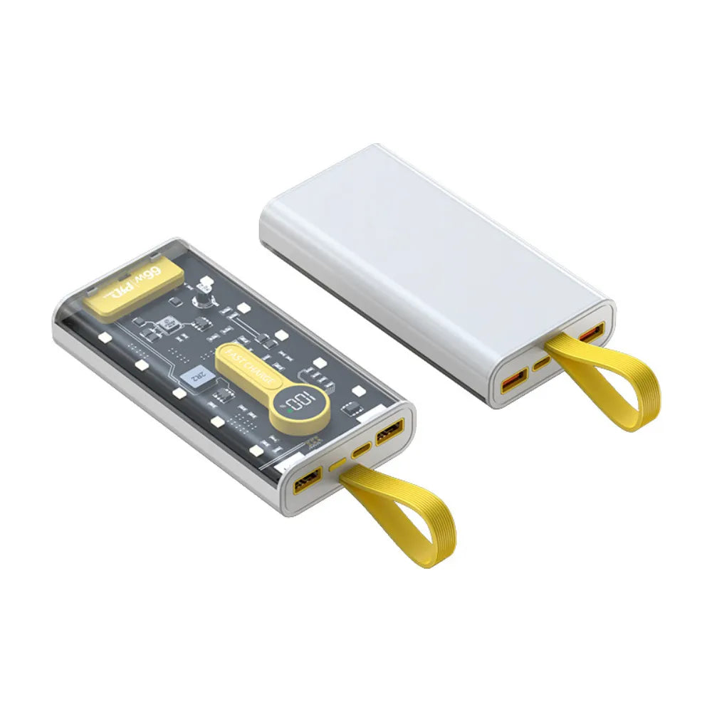 10000mAh Portable PD66W Transparent Two Way Fast Charging Power Bank with IPS Display and Multi Protection