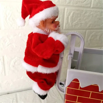 Santa Claus Climbing Chimney Electric Wall Toy with Music for Christmas Decoration