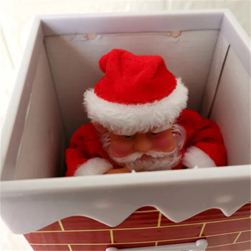 Santa Claus Climbing Chimney Electric Wall Toy with Music for Christmas Decoration