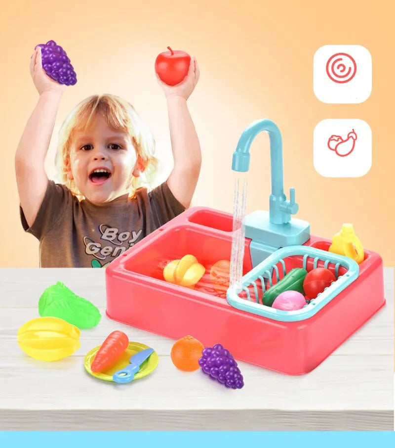 Pretend Kitchen Children's Simulation Electric Dishwasher Toy Set