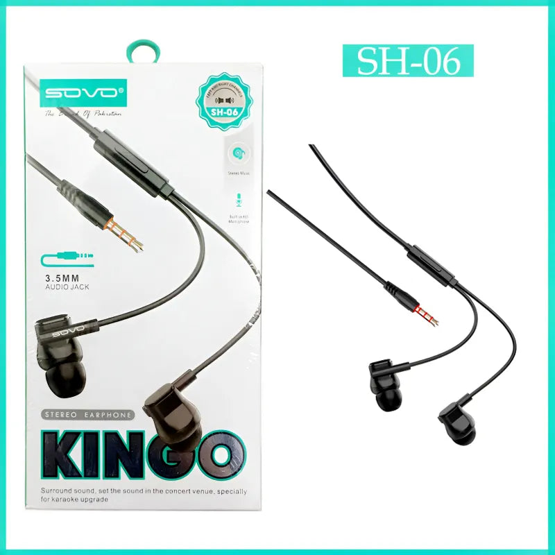 SOVO SH-06 Kingo Stereo Wired Handsfree Earphones with HD Mic & Dual Noise Reduction