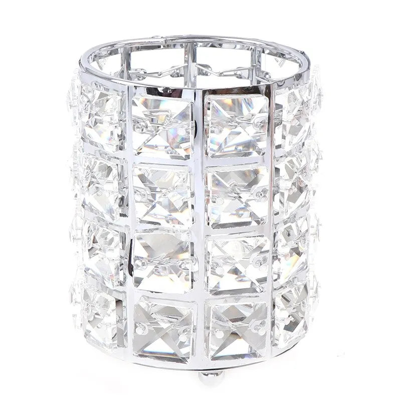 Fashion Women Makeup Brush Bucket Crystal Cosmetic Storage Vase in Gold Silver Rose