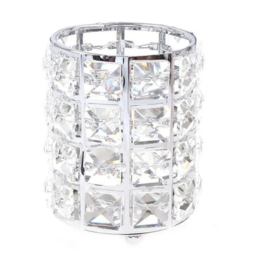 Fashion Women Makeup Brush Bucket Crystal Cosmetic Storage Vase in Gold Silver Rose