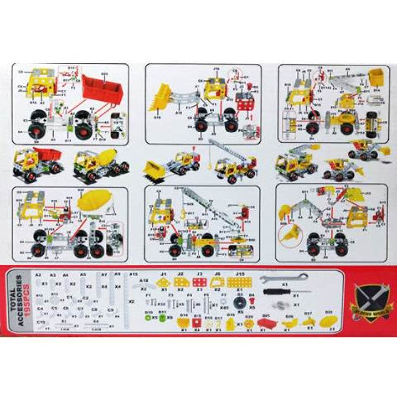 7 In 1 Alloy Blocks Construction Vehicle Engineering Car Model Building Blocks Set For Kids - Al-Raheem Imports