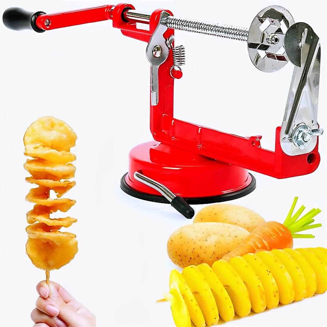High Quality Spiral Potato Slicer with Stainless Steel Blades and Non Slip Suction Base for Tornado Potatoes and Twisted Veggie Snacks