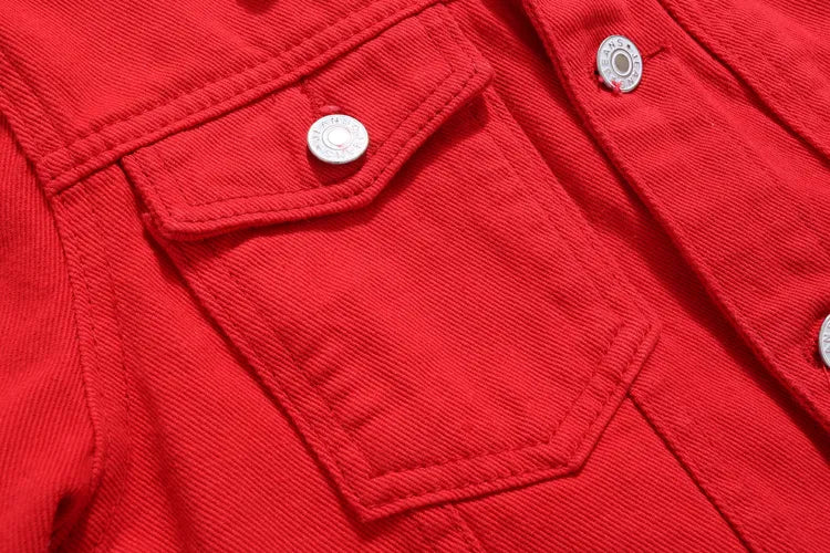 Women's Slim Fit Solid Denim Jacket for Spring and Autumn