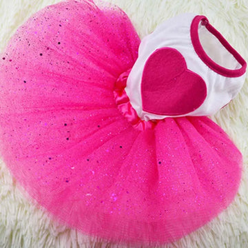 Red Heart Sequins Princess Tutu Dress for Cats & Small Dogs