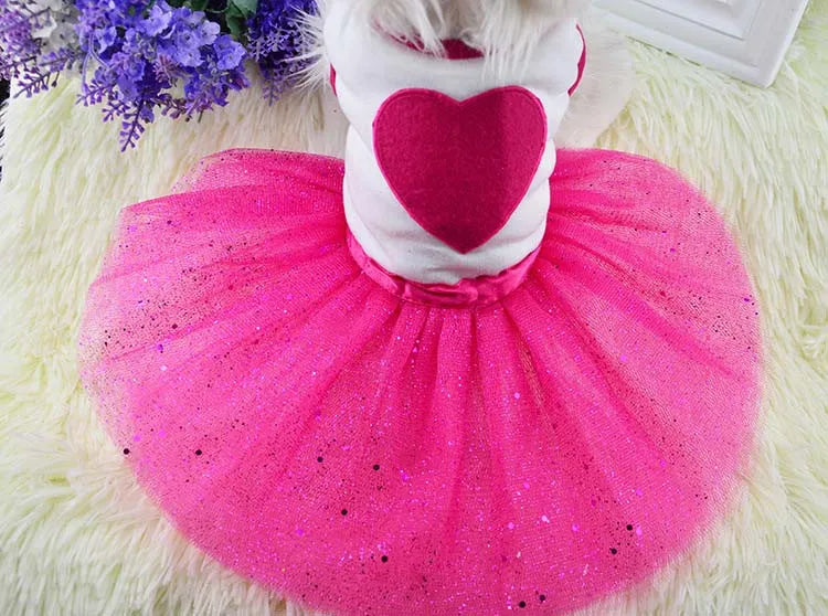 Red Heart Sequins Princess Tutu Dress for Cats & Small Dogs