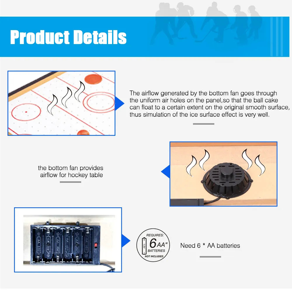 Air Flow Mini Smart Picks Table Top Air Hockey Game for Kids with Pucks Stickers and Quick Return
