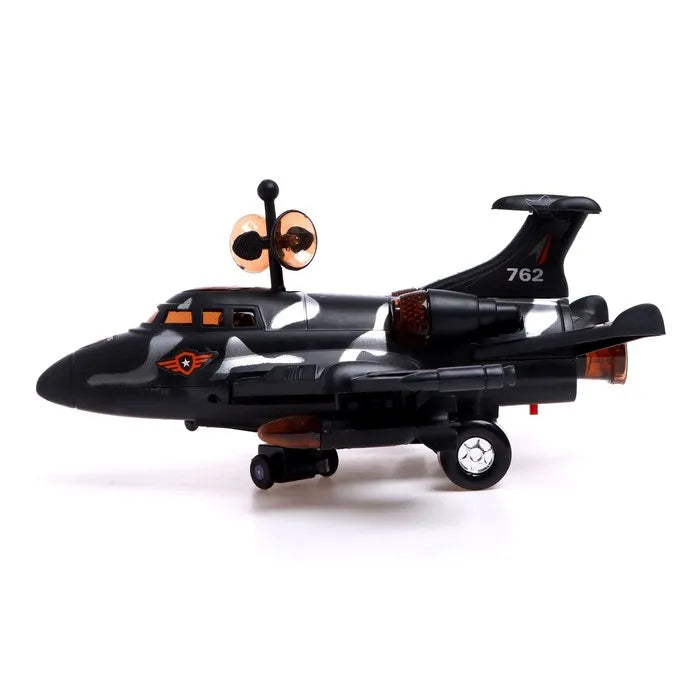 F116 Aircraft Light and Sound Bump and Go Fighter Jet Toy with Self Propelled Action for Kids